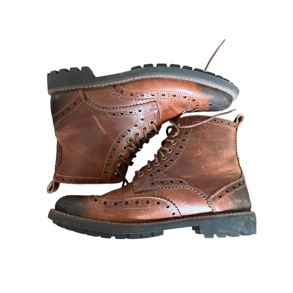 Clarks Montacute Lord Brogue Chukka Boots Mens 9.5M Brown Leather Wingtip main image 4